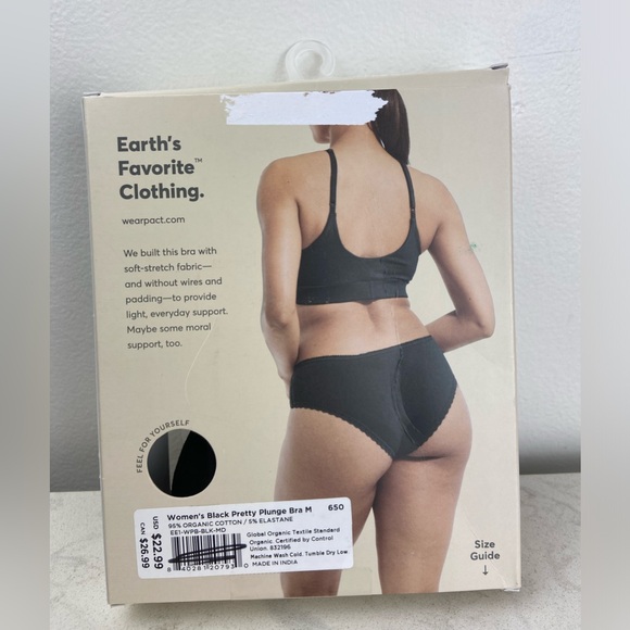 NWT Pact Women's Organic Cotton Pretty Plunge Bra - Picture 5 of 7